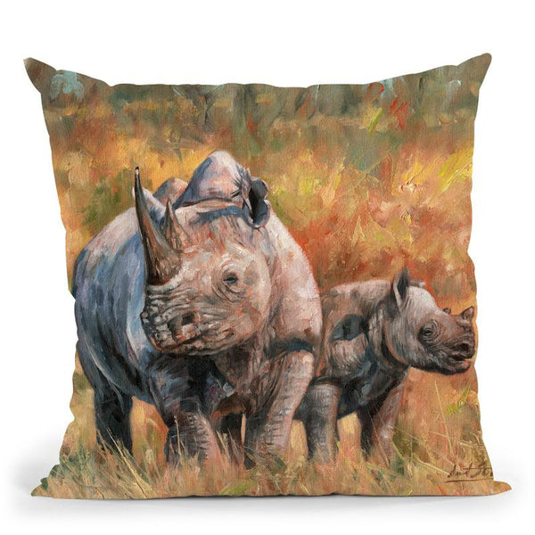 Rhinos Throw Pillow By David Stribbling