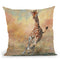 Running Giraffe Throw Pillow By David Stribbling