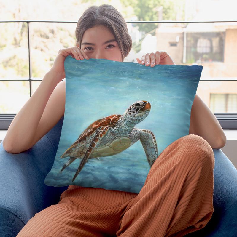 Sea Turtle Throw Pillow By David Stribbling