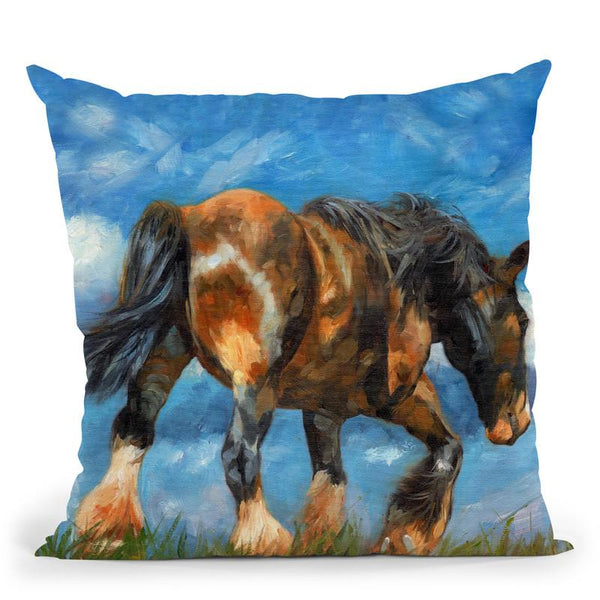 Shire Horse End Of The Day Throw Pillow By David Stribbling