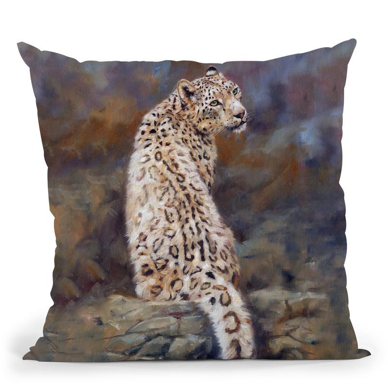 Snow Leopard Ii Throw Pillow By David Stribbling