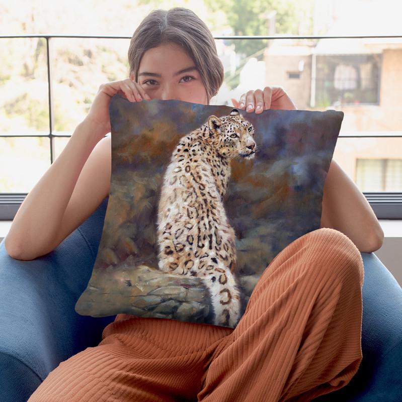 Snow Leopard Ii Throw Pillow By David Stribbling