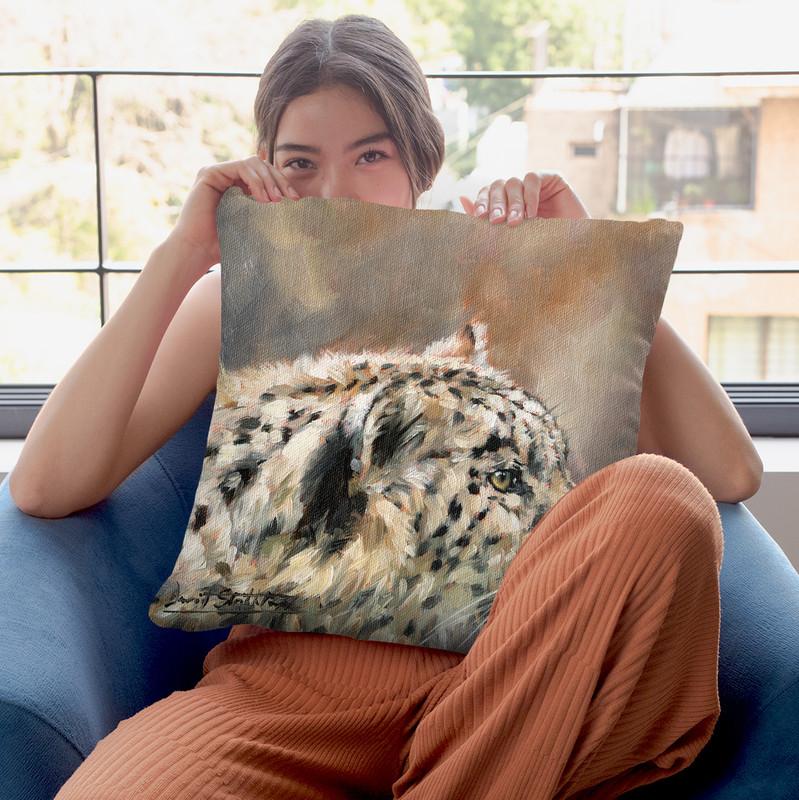 Snow Leopard V Throw Pillow By David Stribbling