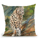 Snow Leopard Cub Throw Pillow By David Stribbling