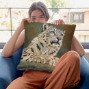 Snow Leopard Rock Throw Pillow By David Stribbling