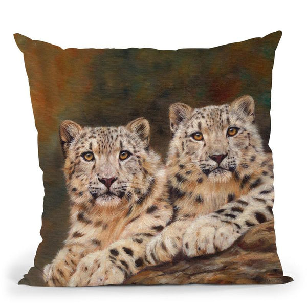 Snow Leopards Throw Pillow By David Stribbling