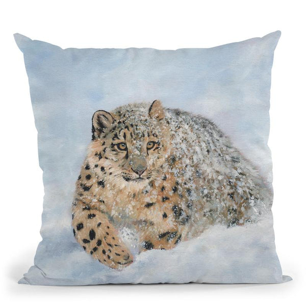 Snow Leopards Ii Throw Pillow By David Stribbling
