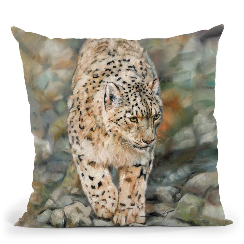 Snow Leopard I Throw Pillow By David Stribbling