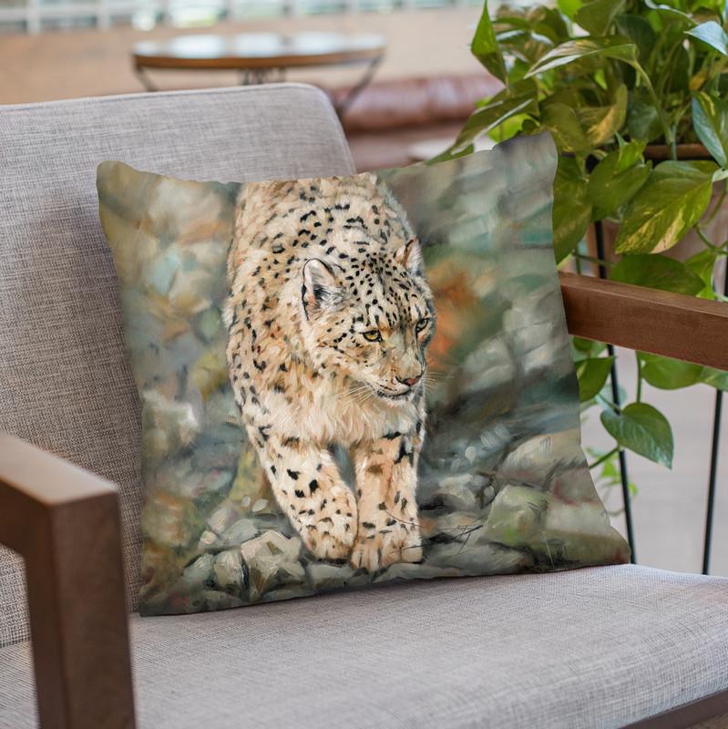 Snow Leopard I Throw Pillow By David Stribbling
