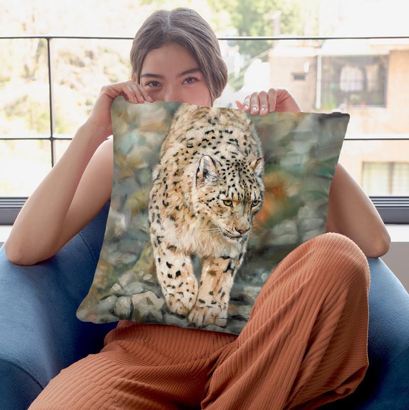 Snow Leopard I Throw Pillow By David Stribbling