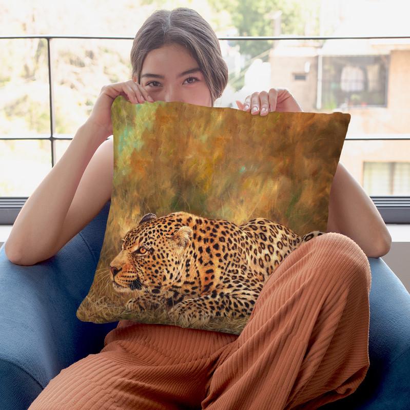 African Leopard Throw Pillow By David Stribbling