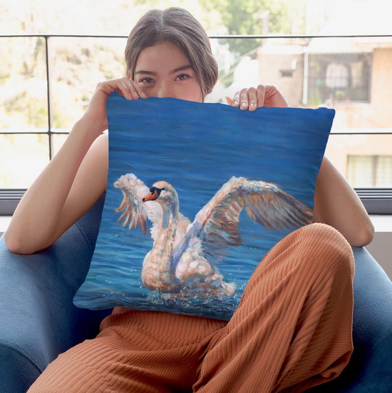 Swan Throw Pillow By David Stribbling