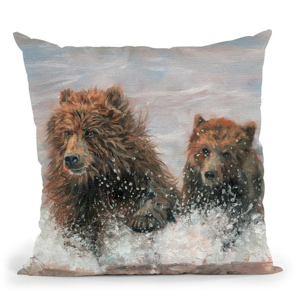 The Bears Are Coming Throw Pillow By David Stribbling
