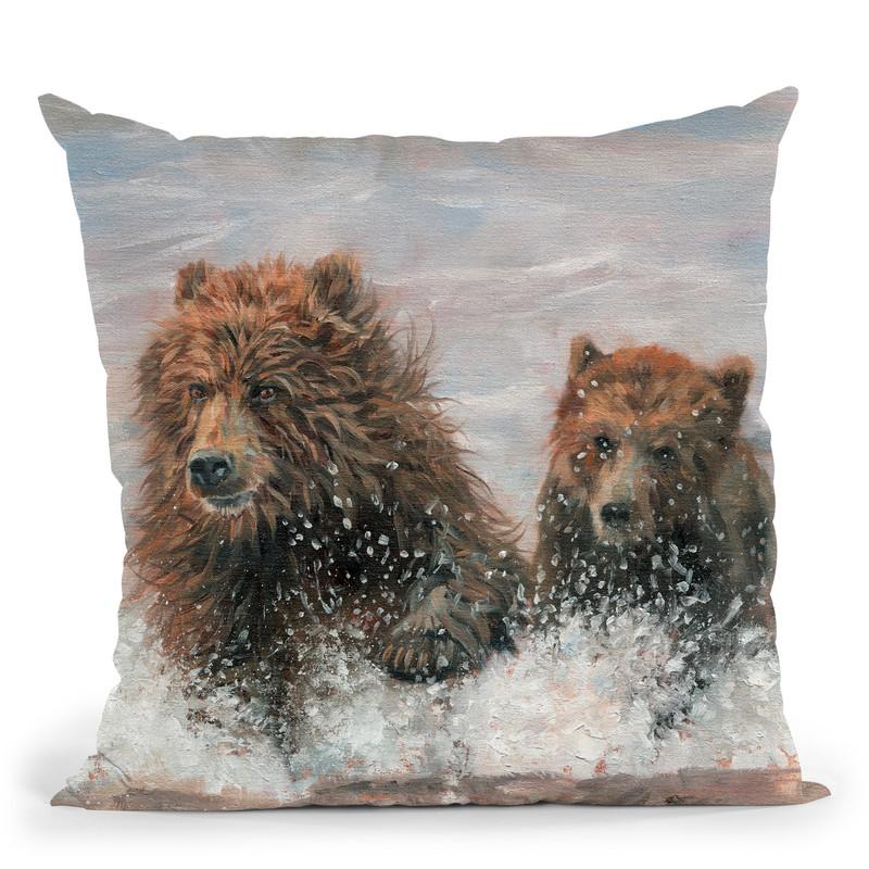 The Bears Are Coming Throw Pillow By David Stribbling