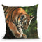 Tiger Cub Climbing Down Tree Throw Pillow By David Stribbling