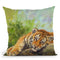 Tiger Cub Rock Throw Pillow By David Stribbling
