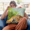 Tiger Cub Rock Throw Pillow By David Stribbling