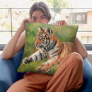 Tiger Cub Running Throw Pillow By David Stribbling