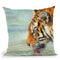 Tiger Drinking I Throw Pillow By David Stribbling