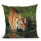 Tiger Entering Water Throw Pillow By David Stribbling