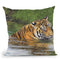 Tiger In Water I Throw Pillow By David Stribbling