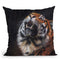 Tiger Looking Up Throw Pillow By David Stribbling