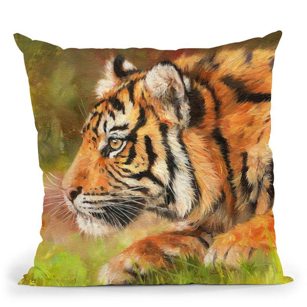 Tiger Study I Throw Pillow By David Stribbling