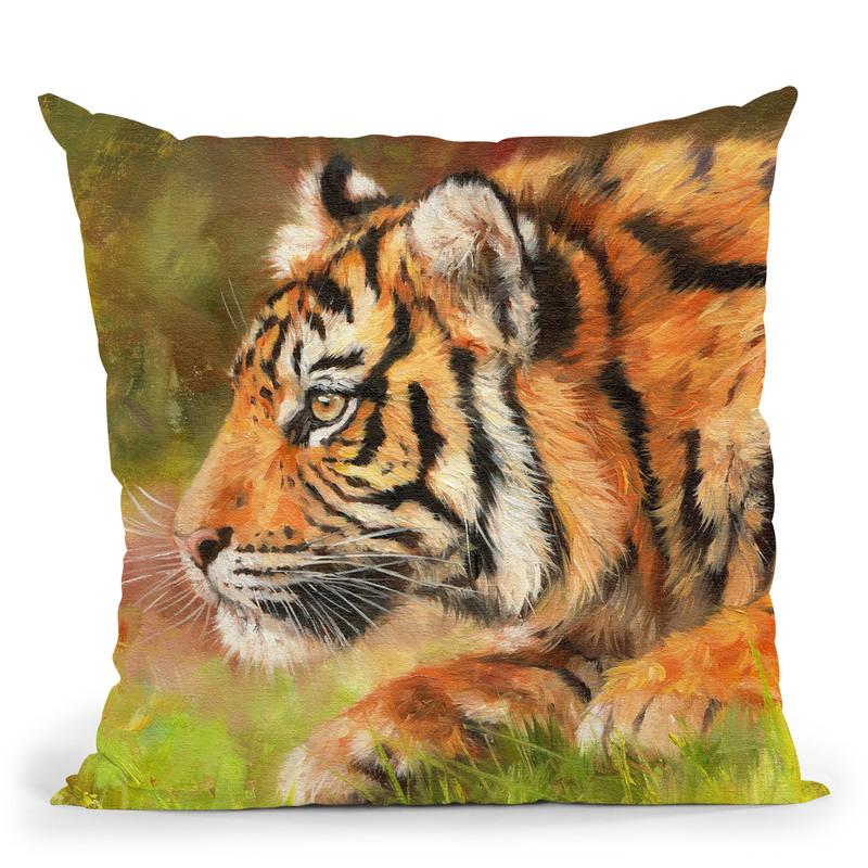 Tiger Study I Throw Pillow By David Stribbling