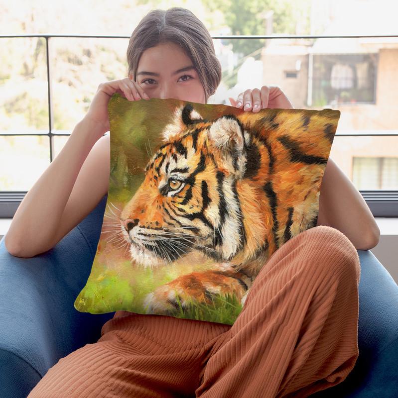 Tiger Study I Throw Pillow By David Stribbling