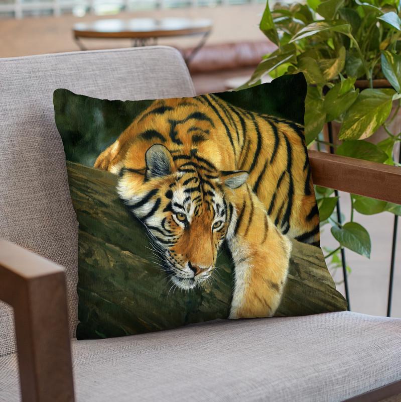 Tiger Tree Branch Throw Pillow By David Stribbling