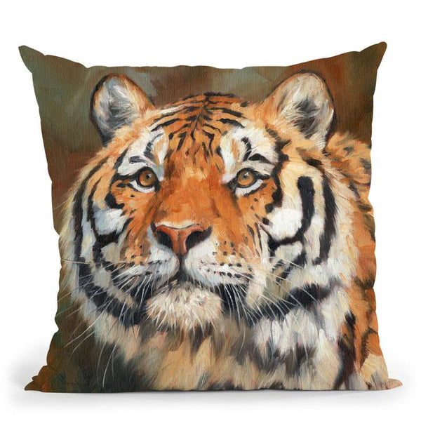 Tiger April Throw Pillow By David Stribbling