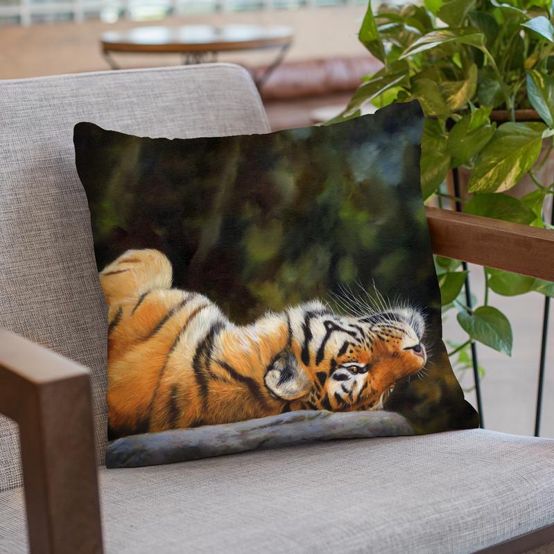 Tiger Back Throw Pillow By David Stribbling