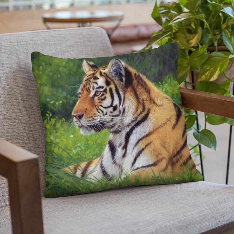 Tiger Grass Throw Pillow By David Stribbling