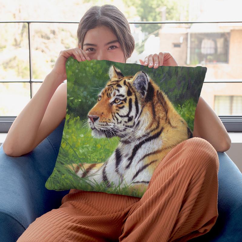 Tiger Grass Throw Pillow By David Stribbling