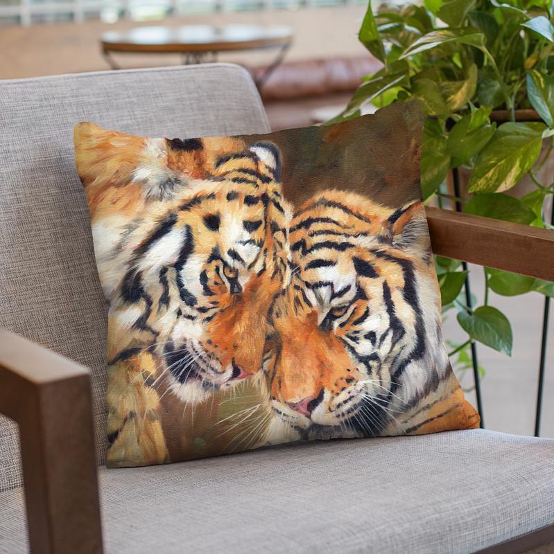 Tiger Love Throw Pillow By David Stribbling