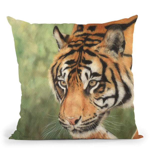 Tiger Hunt Throw Pillow By David Stribbling