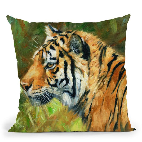 Tiger Profile Throw Pillow By David Stribbling