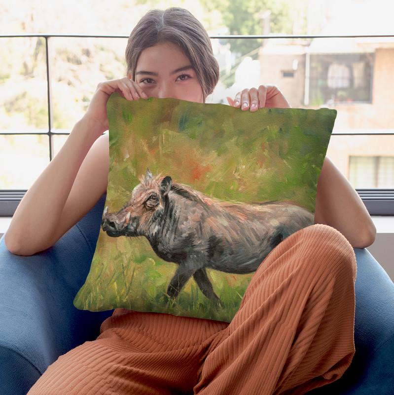 Warthog Throw Pillow By David Stribbling