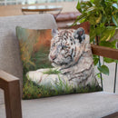 White Tiger Cub Laying Down Throw Pillow By David Stribbling