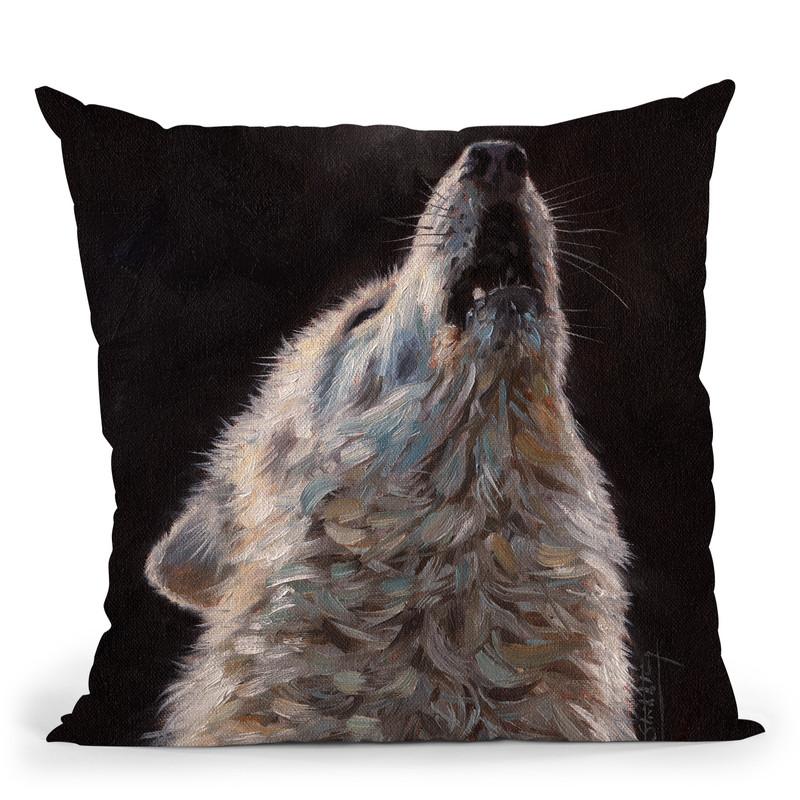 White Wolf Throw Pillow By David Stribbling