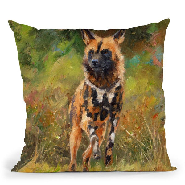 Wild Dog Throw Pillow By David Stribbling