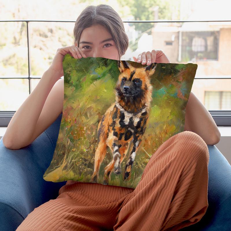 Wild Dog Throw Pillow By David Stribbling