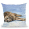 Wolf Laying Snow Throw Pillow By David Stribbling