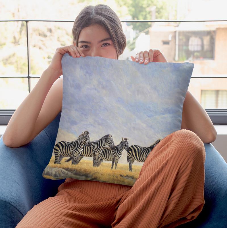 Zebras Ngorongoro Crater Throw Pillow By David Stribbling