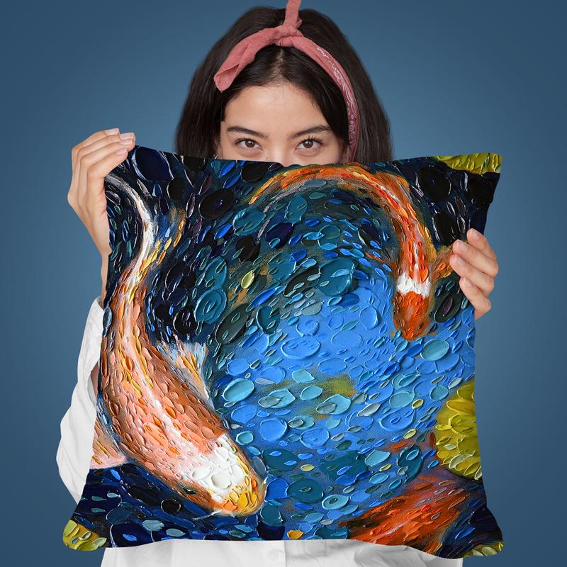 Koi Pond Throw Pillow By Dena Tollefson