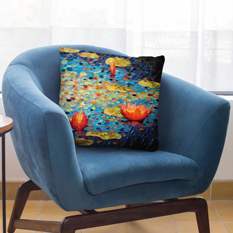 Prismacolor Pond Of Joy Throw Pillow By Dena Tollefson