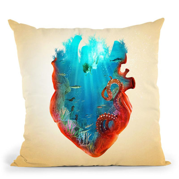 Diving Heart Throw Pillow By Diogo Verissimo