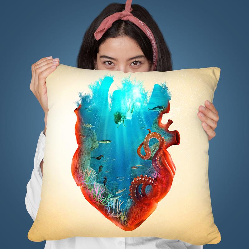 Diving Heart Throw Pillow By Diogo Verissimo