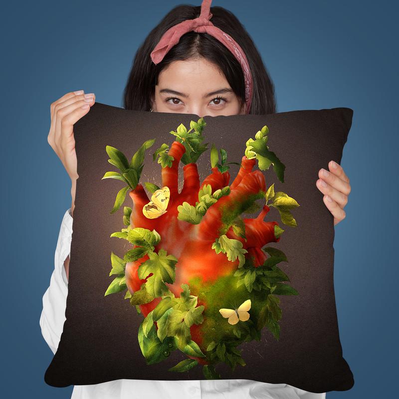 Evergreen Heart Throw Pillow By Diogo Verissimo