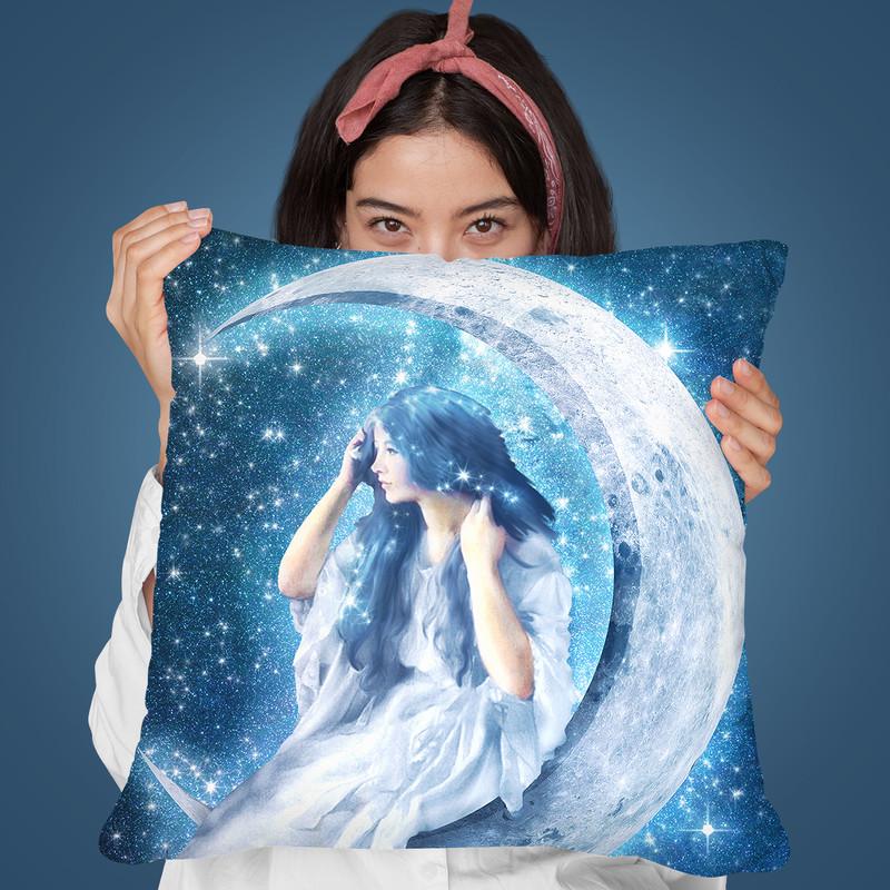 Moon Girl Throw Pillow By Diogo Verissimo